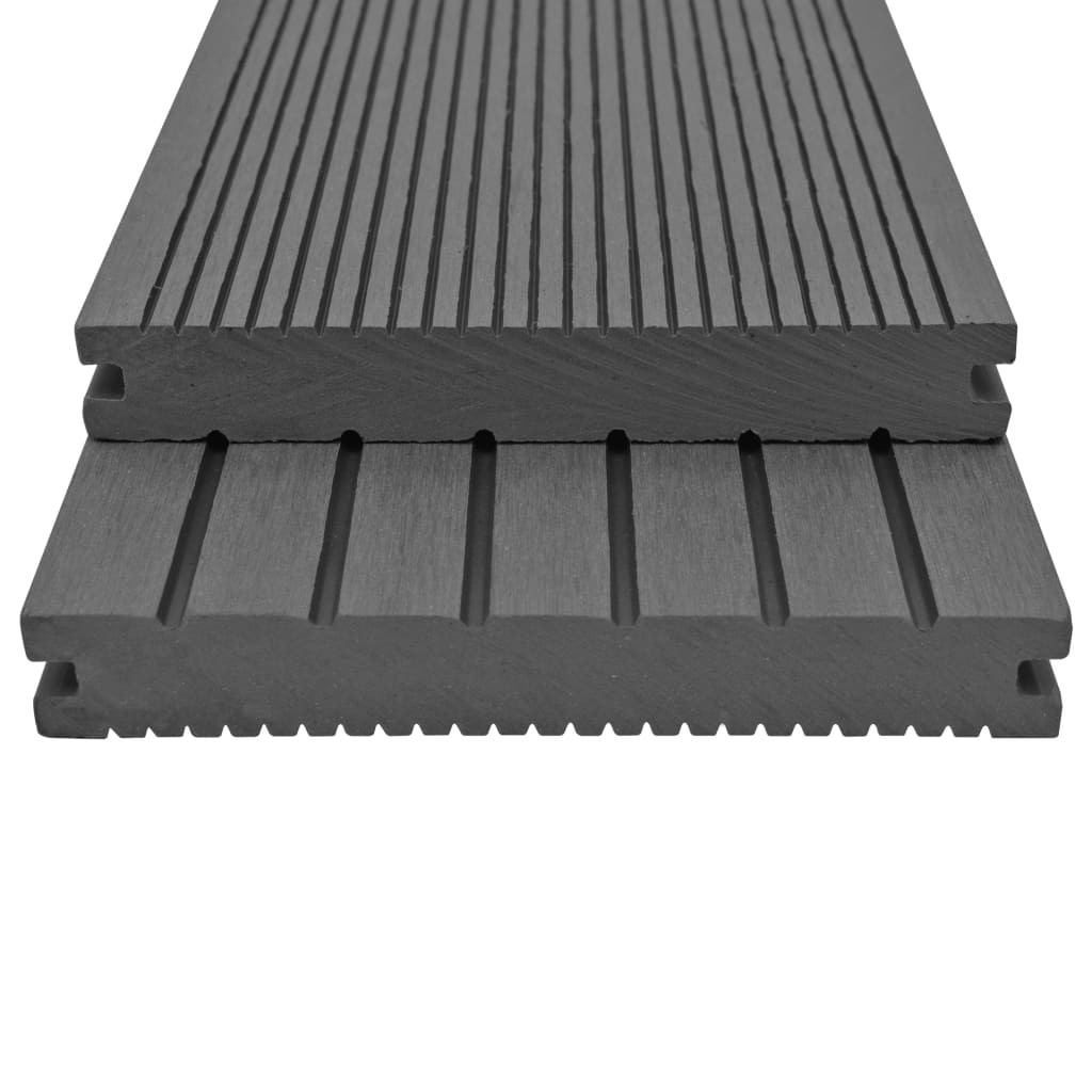WPC Solid Decking Boards with Accessories 30 m² 4 m Grey